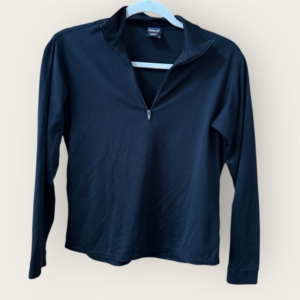 Vintage Patagonia Capilene Black Half-Zip Long Sleeve athletic Top
